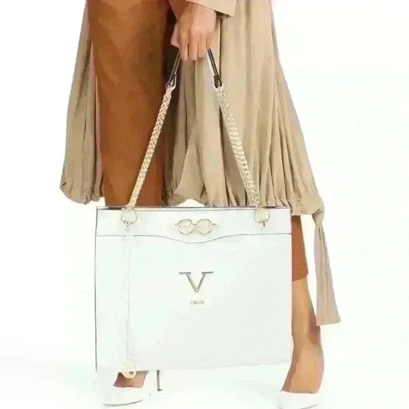 Versace Leather & Chain Tote from Saks work computer luxury office bag school - Picture 1 of 6